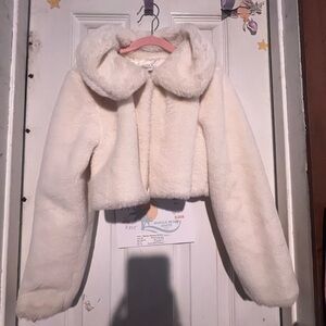 Kids White Faux Fur Jacket